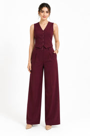 VELORA WIDE PANTS – BURGUNDY