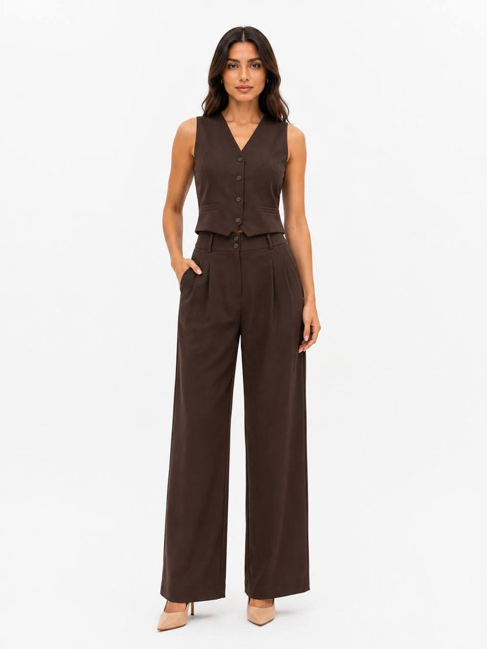 VELORA WIDE PANTS – BROWN