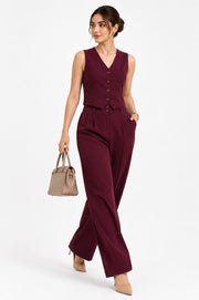 VELORA WIDE PANTS – BURGUNDY