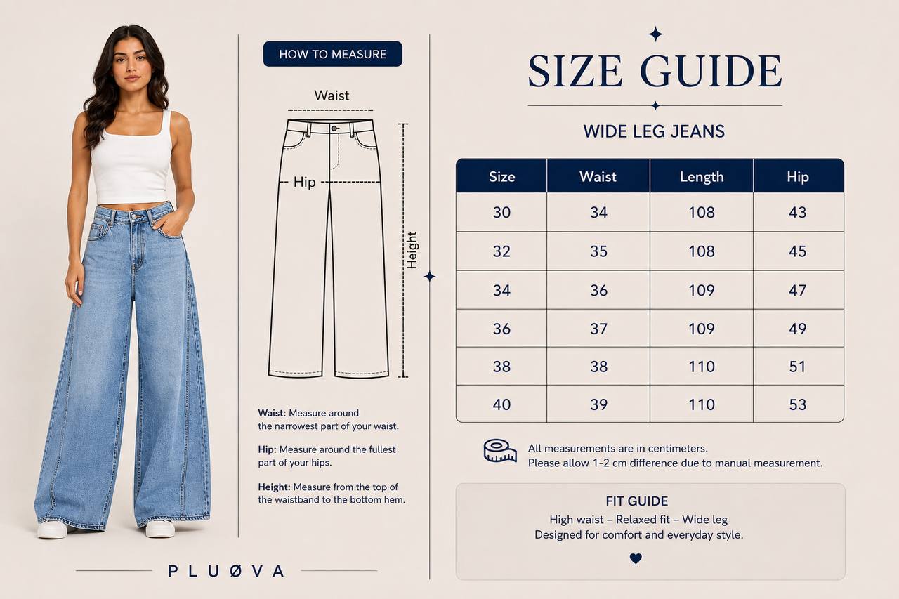 ARIA WASH JEANS size chart