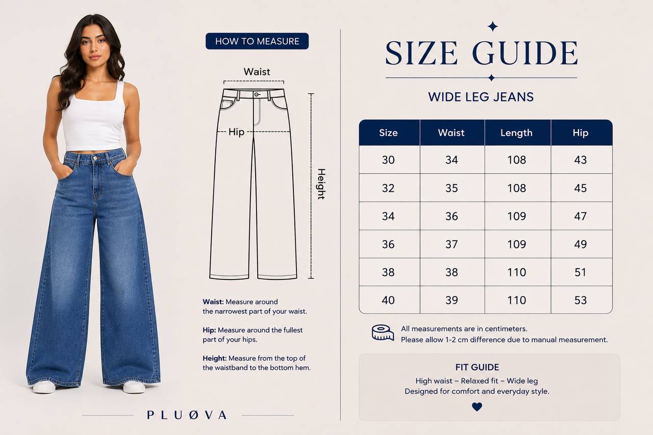 MAYA WIDE JEANS size chart