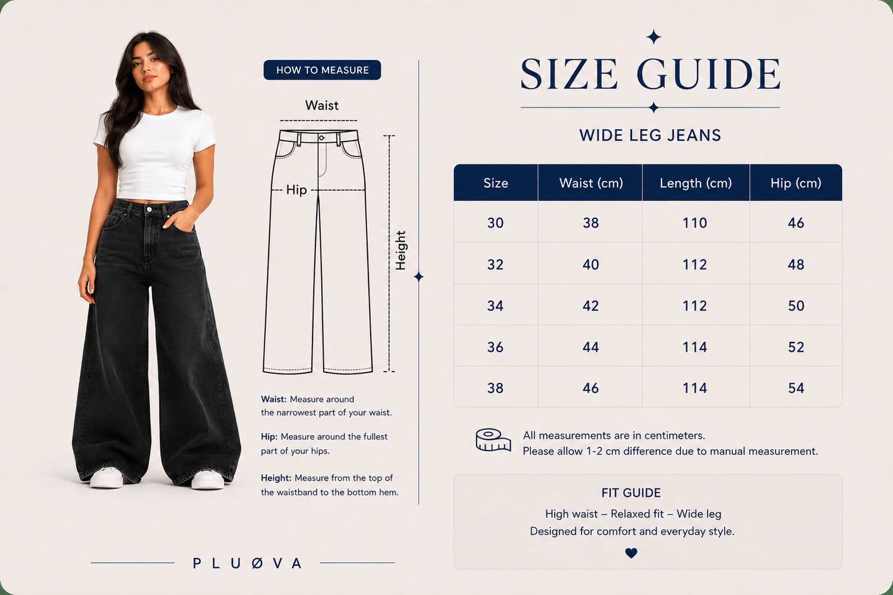AVA BLACK JEANS size chart
