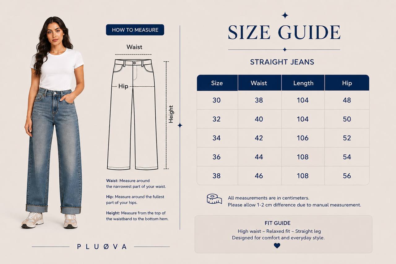 CLEO CUFF JEANS size chart