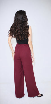 VELORA WIDE PANTS – BURGUNDY