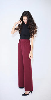 VELORA WIDE PANTS – BURGUNDY