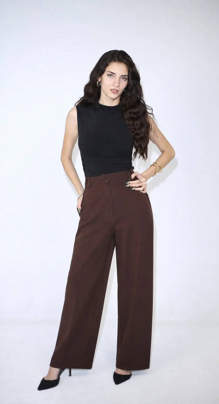VELORA WIDE PANTS – BROWN