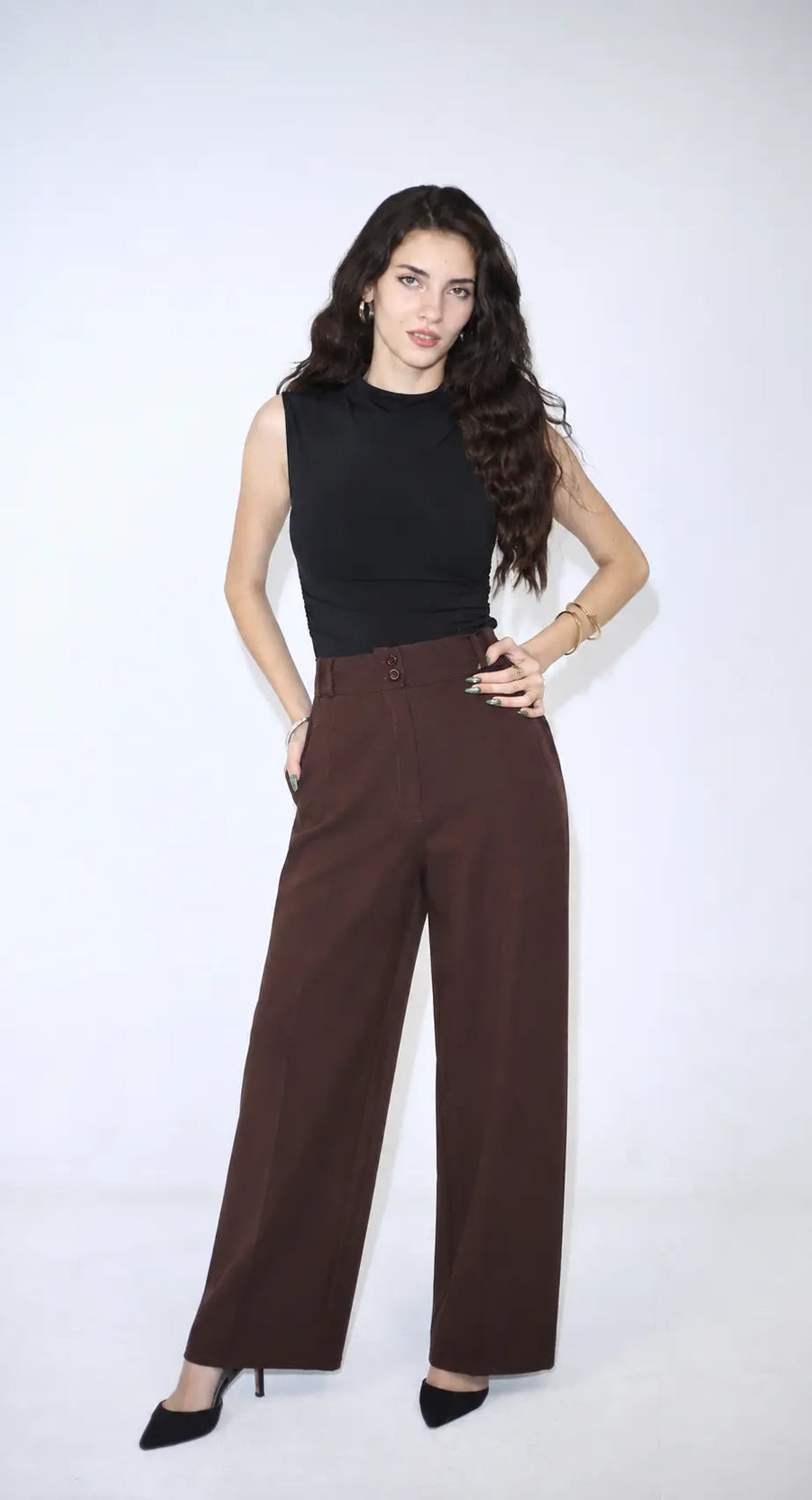 VELORA WIDE PANTS – BROWN