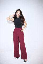 VELORA WIDE PANTS – BURGUNDY