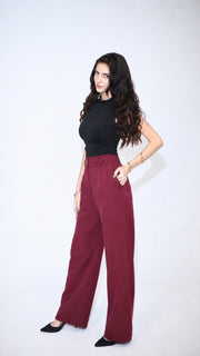 VELORA WIDE PANTS – BURGUNDY